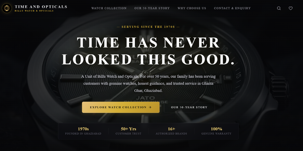TIMEANDOPTICALS.IN website preview